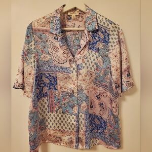 Floral Patchwork Short Sleeve Shirt